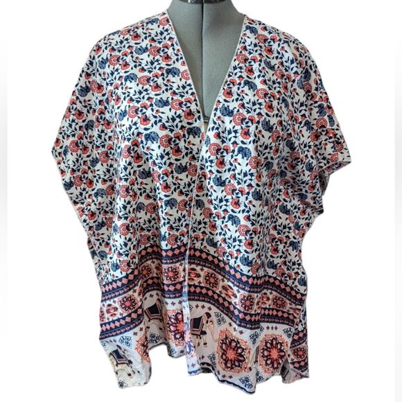 Live 4 Truth Floral Jacquard Elephant Kimono Coverup, Medium - Picture 1 of 7
